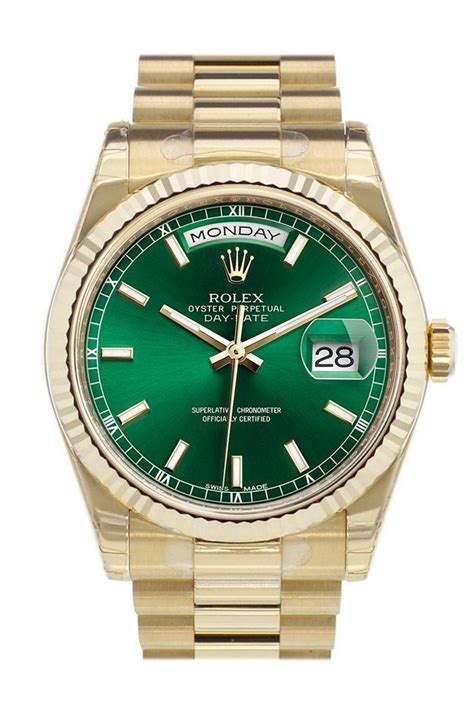 rolex day date green dial replica|rolex day date 36 price.